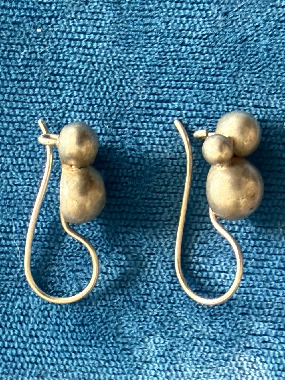 Silver-Tone Double Bead Drop Earrings